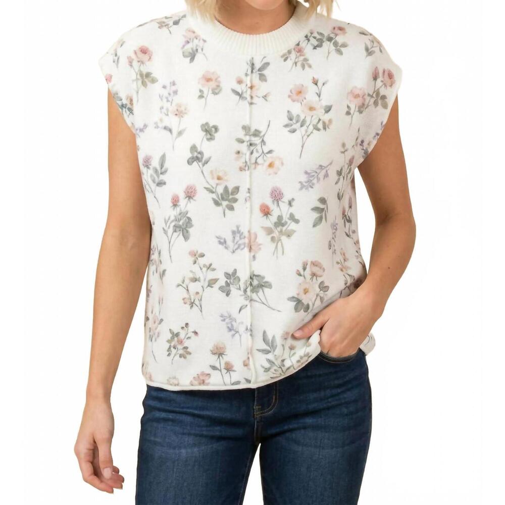 NEW BOMBOM sleeveless knit top in floral